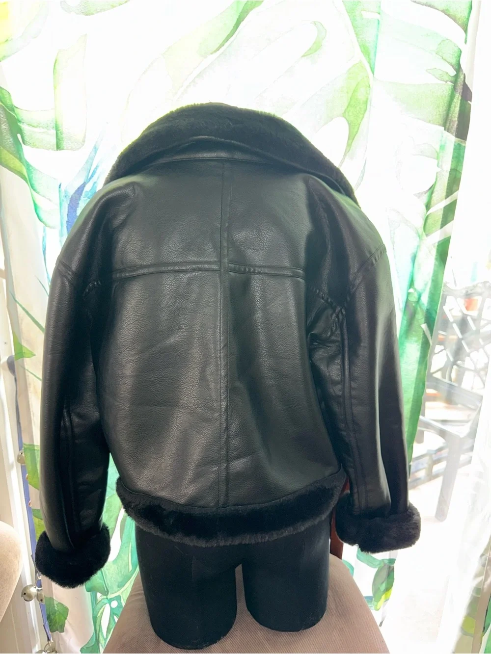H&M Black Faux Shearling Leather Jacket - Women